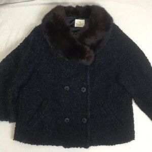 Vintage Wool Boucle Evening Jacket with Fur collar